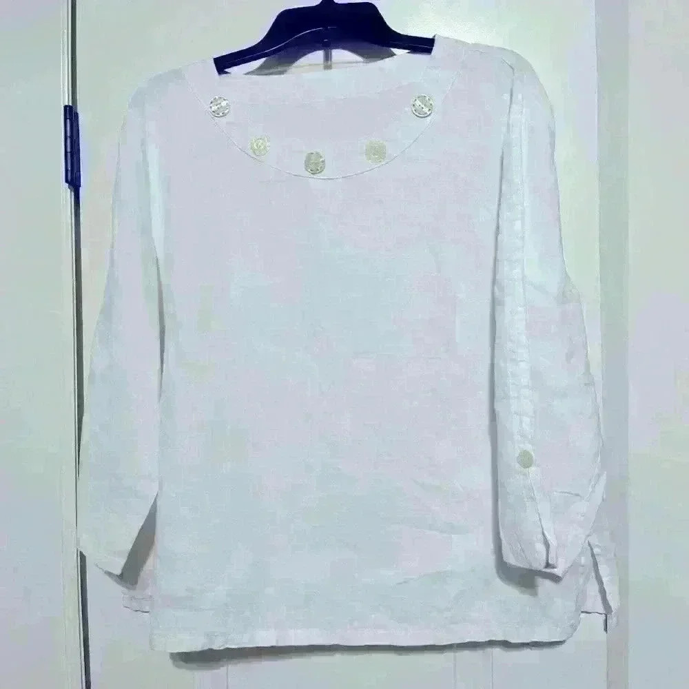 White Linen top, Notations brand - style/sz tags removed - see measurements!!